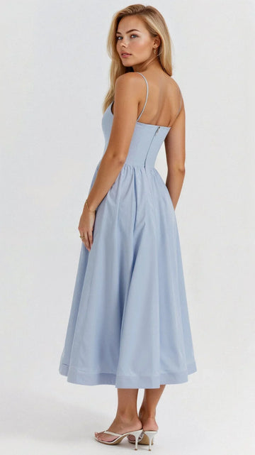 Abito Midi da Donna - Silhouette a Linea A - Spalline Sottili - Design Elegante e Fluido