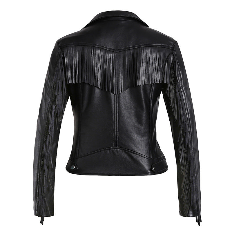 Giacca in pelle da donna con zip obliqua