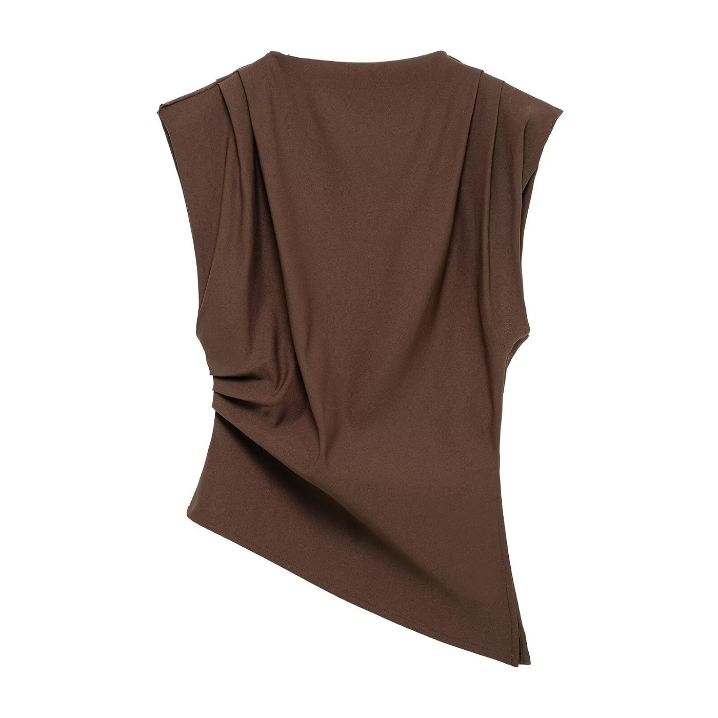Top con spalle imbottite decorative e pieghe
