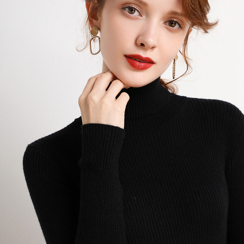 Maglione da donna a collo alto, stile semplice e raffinato