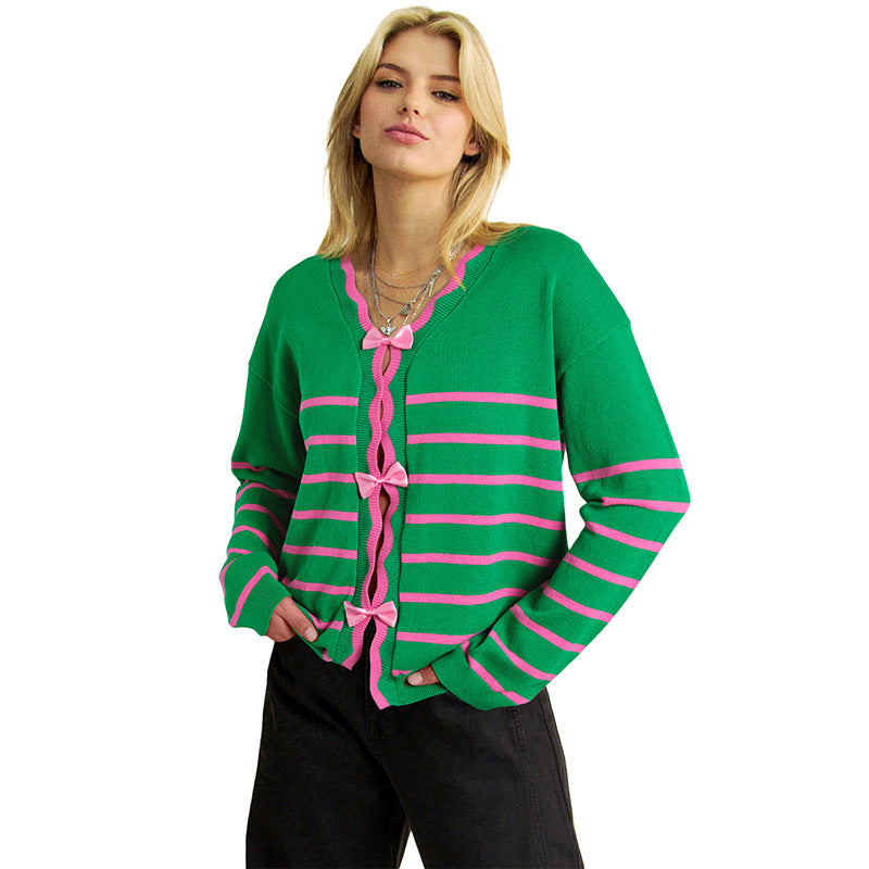 Pullover da donna con fiocco, moda europea e americana