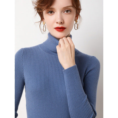 Maglione da donna a collo alto, stile semplice e raffinato