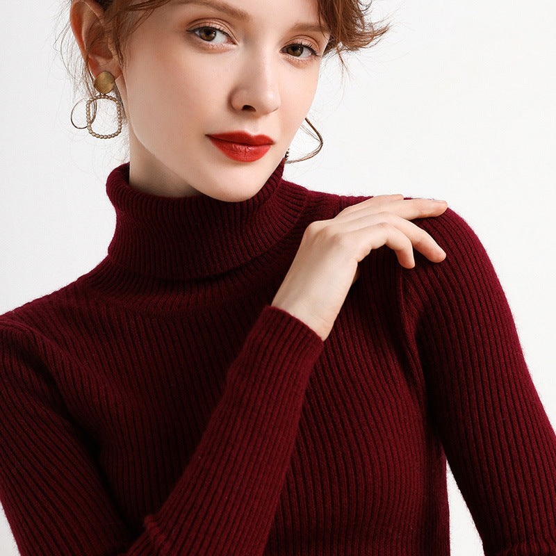 Maglione da donna a collo alto, stile semplice e raffinato