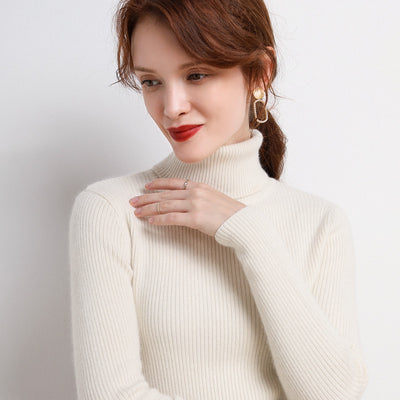 Maglione da donna a collo alto, stile semplice e raffinato