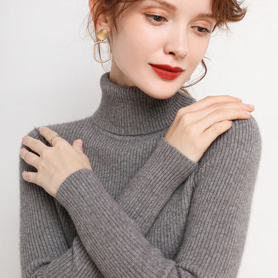 Maglione da donna a collo alto, stile semplice e raffinato