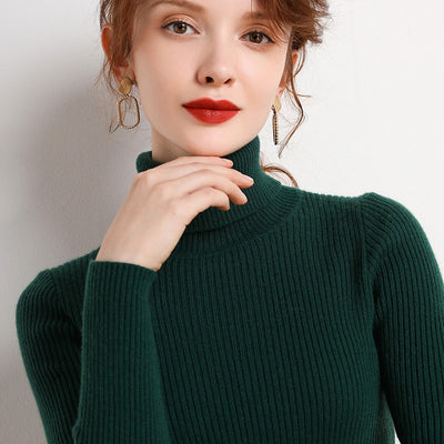 Maglione da donna a collo alto, stile semplice e raffinato