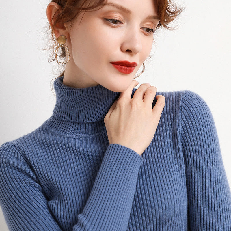 Maglione da donna a collo alto, stile semplice e raffinato