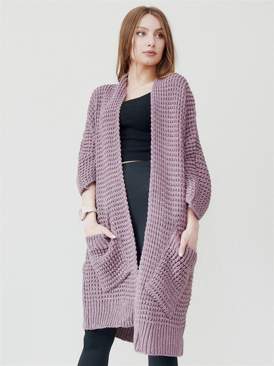 Cardigan da ufficio a collo a V, cappotto in maglia elegante
