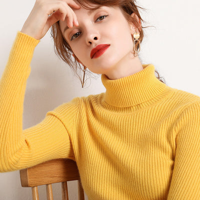 Maglione da donna a collo alto, stile semplice e raffinato