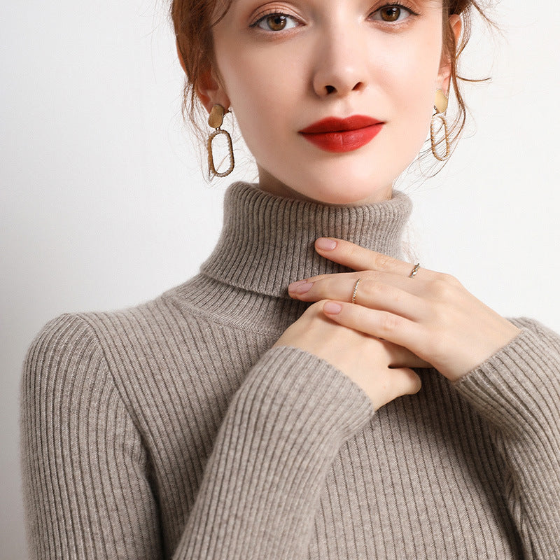 Maglione da donna a collo alto, stile semplice e raffinato