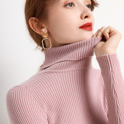 Maglione da donna a collo alto, stile semplice e raffinato
