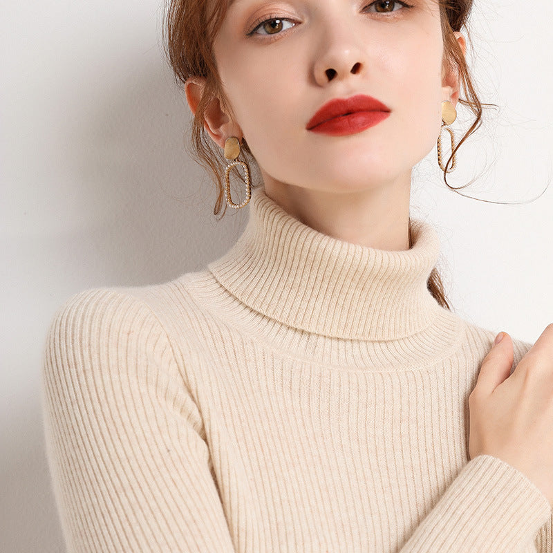 Maglione da donna a collo alto, stile semplice e raffinato