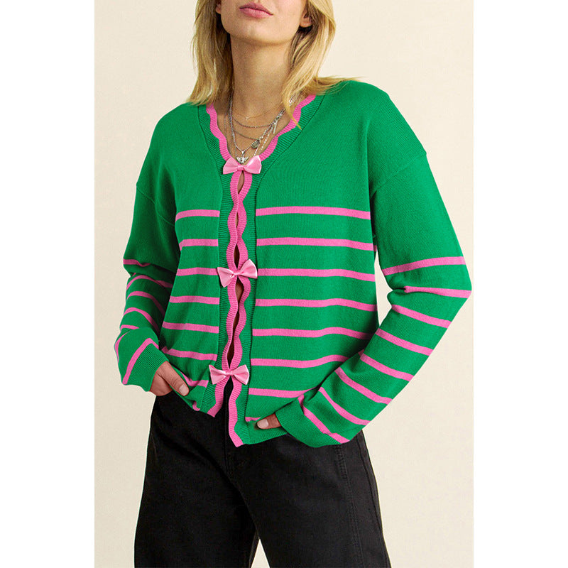 Pullover da donna con fiocco, moda europea e americana